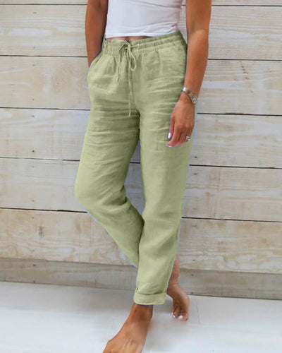 Monika | Pants with elastic waistband made of cotton and linen