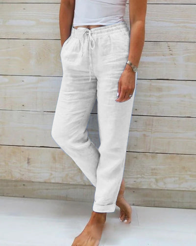 Monika | Pants with elastic waistband made of cotton and linen