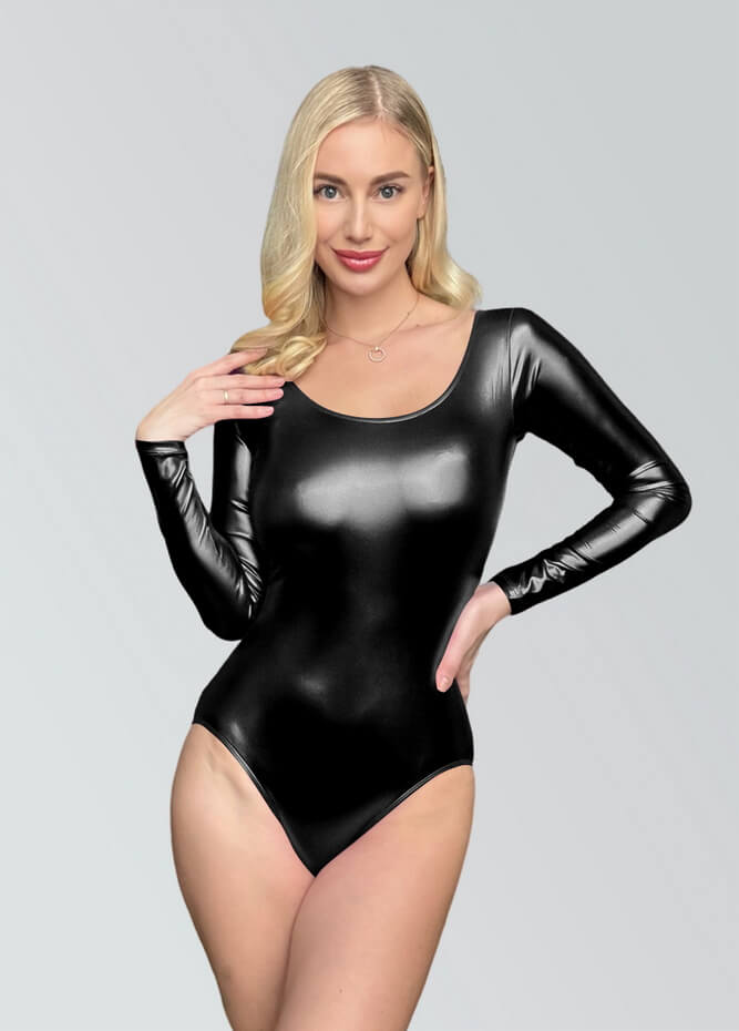 Speerise Ladies Long Sleeve Shiny Metallic Leotard