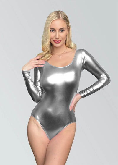 Speerise Ladies Long Sleeve Shiny Metallic Leotard