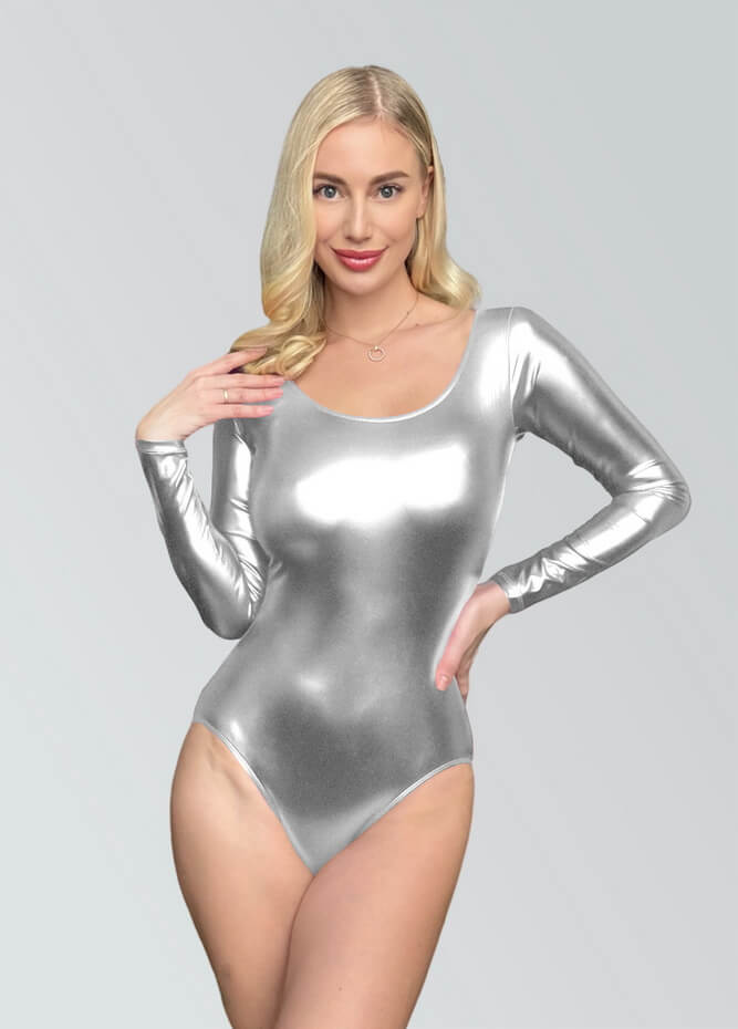 Speerise Ladies Long Sleeve Shiny Metallic Leotard