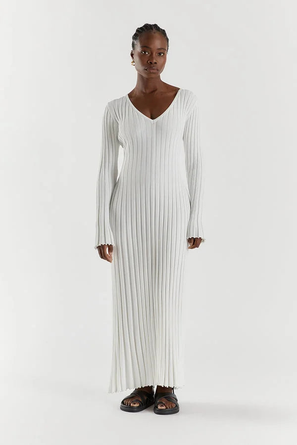 Ashley - Long Sleeve V-Neck Midi Dress