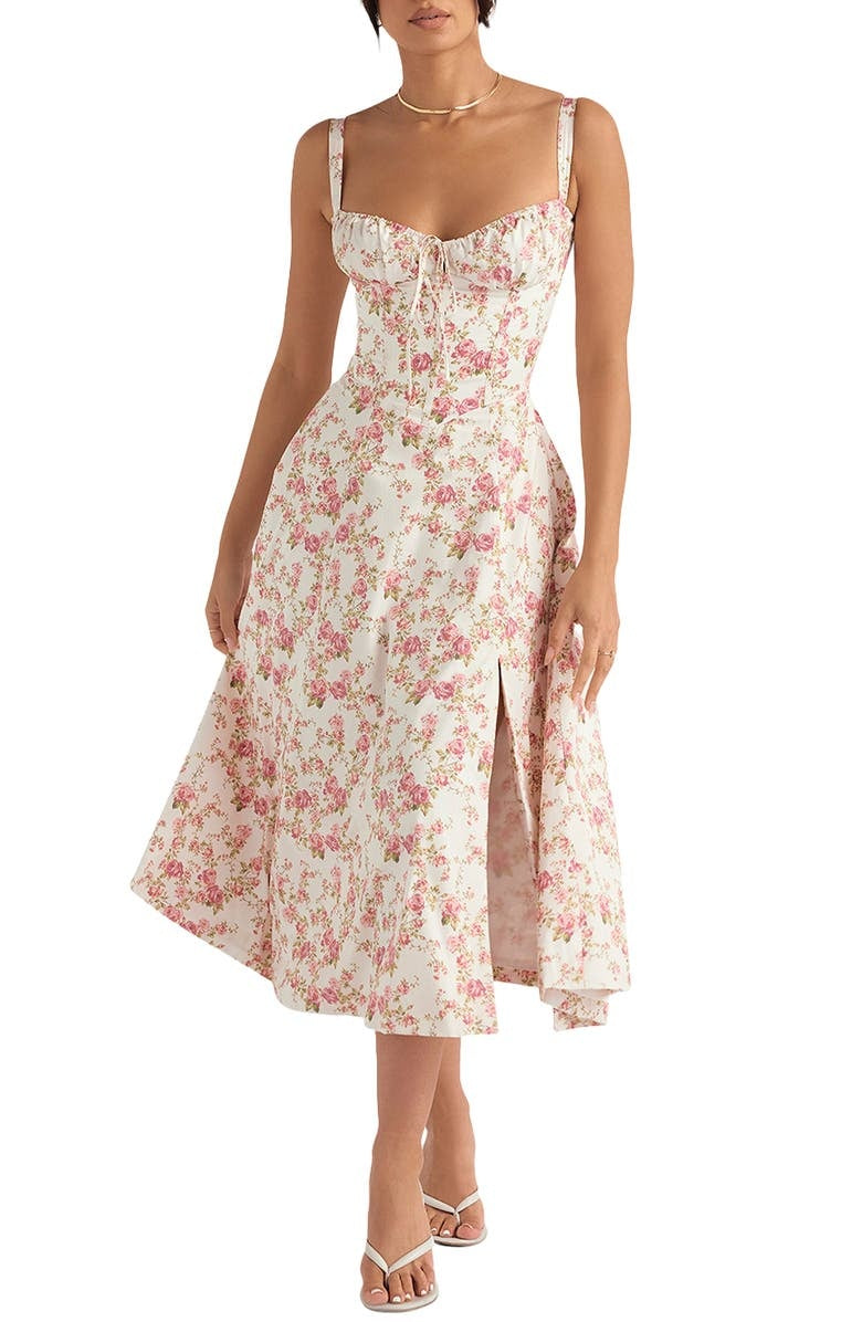 Lili | Floral Bustier Midriff Cinching Dress