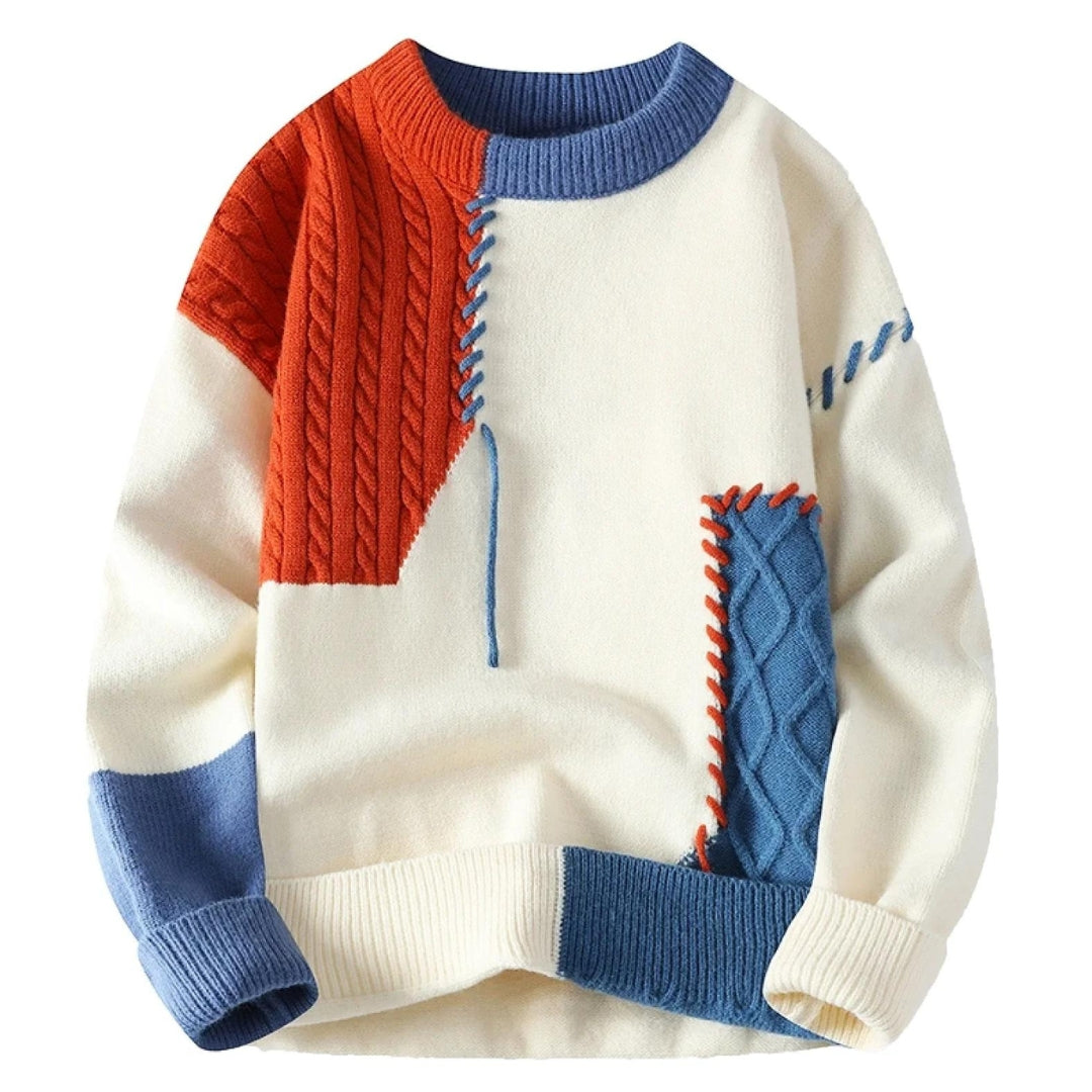 Robert - Mens Round Neck Patchwork Sweaters