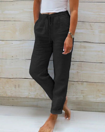 Monika | Pants with elastic waistband made of cotton and linen