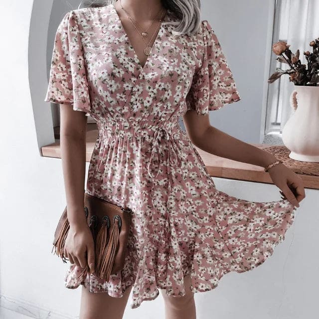 Ellie - Floral Short Sleeve Dress – Sydney Stylista