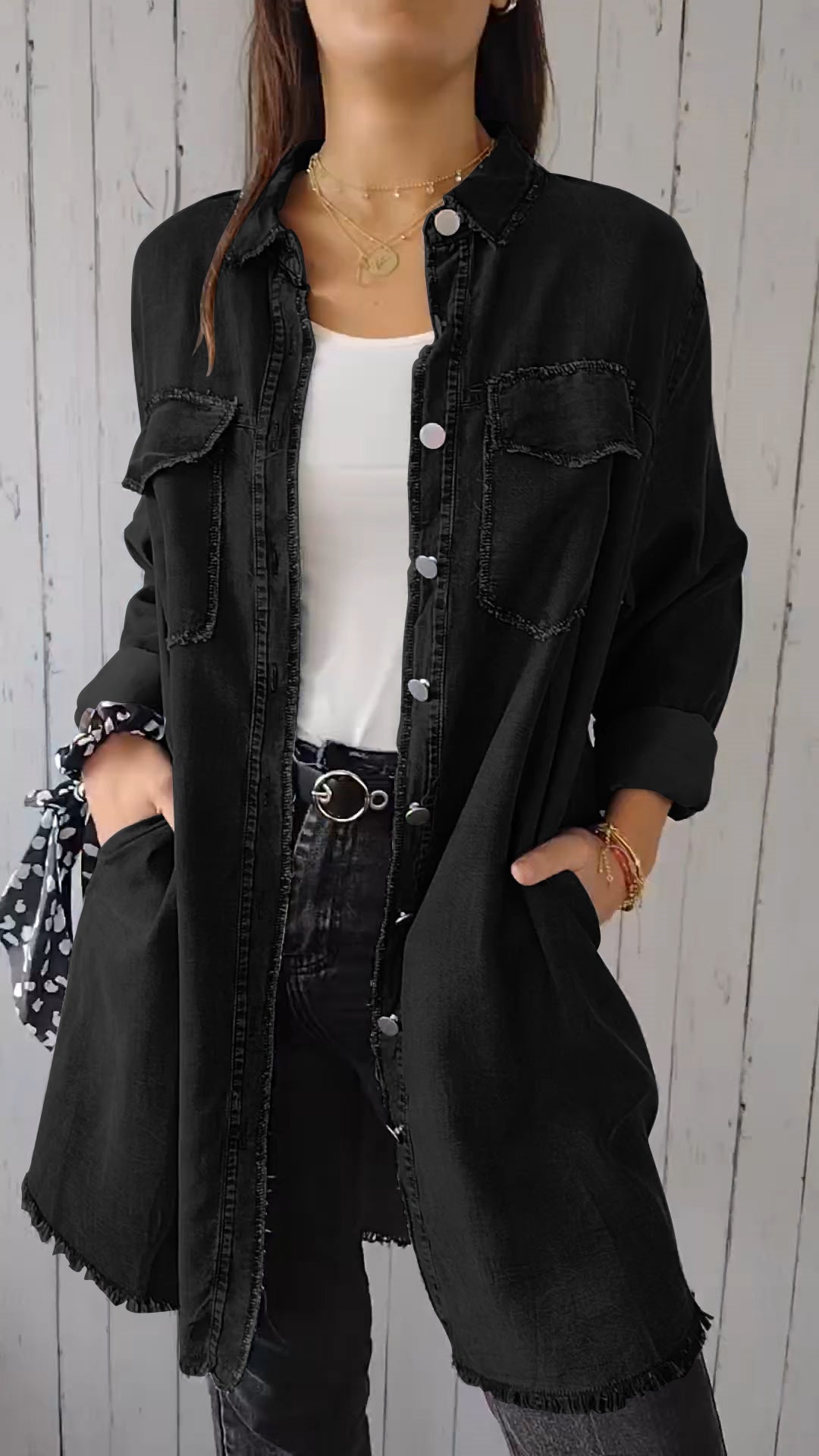 Madelyn - Comfortable Denim Long Coat