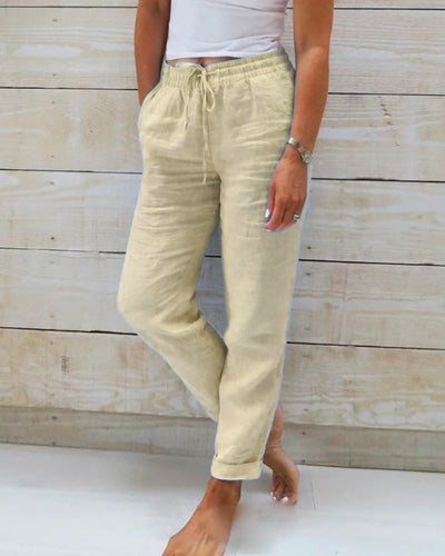 Monika | Pants with elastic waistband made of cotton and linen