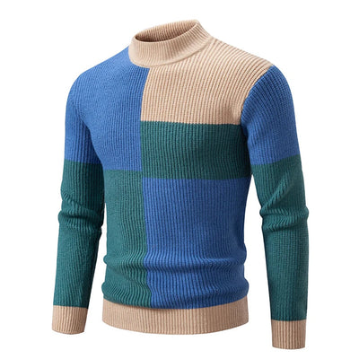 Carlo - Knitted men's sweater with stand-up collar