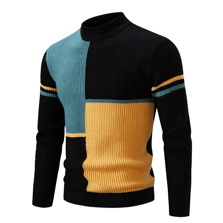 Carlo - Knitted men's sweater with stand-up collar