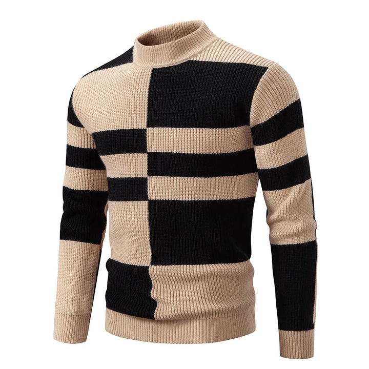 Carlo - Knitted men's sweater with stand-up collar