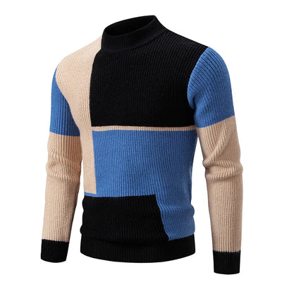 Carlo - Knitted men's sweater with stand-up collar