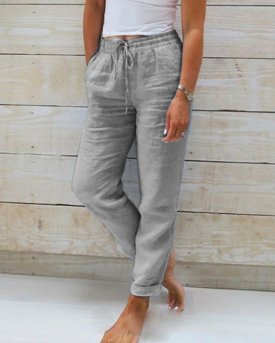 Monika | Pants with elastic waistband made of cotton and linen