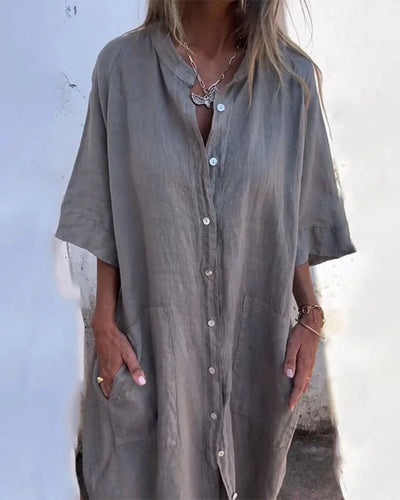 Allora - Classic Button-Up Linen Dress