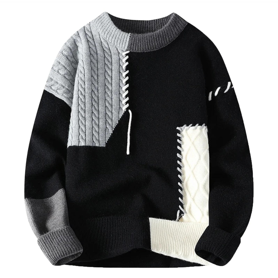 Robert - Mens Round Neck Patchwork Sweaters