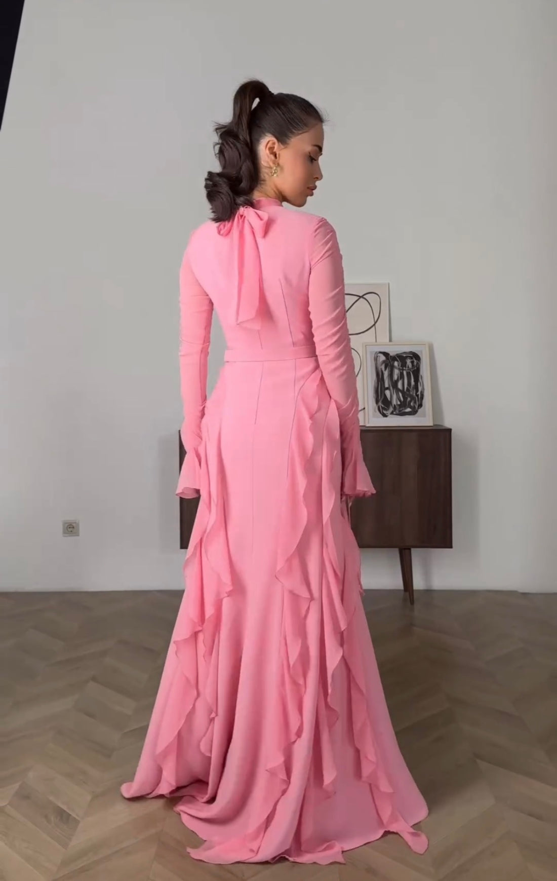 Serena™ | Fashion Round Neck Elegant Flare Sleeve Ruffled Long Dress