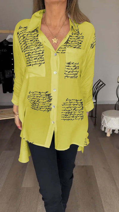 Leyla | Letter Print Fashion Lapel Shirt