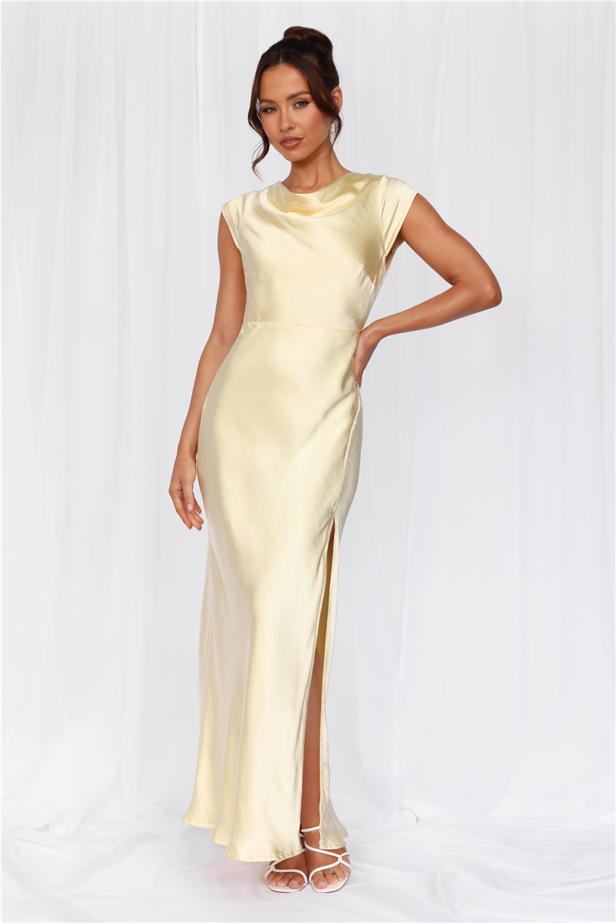 Valentina™ |  Cap Sleeve Satin Maxi Dress Yellow