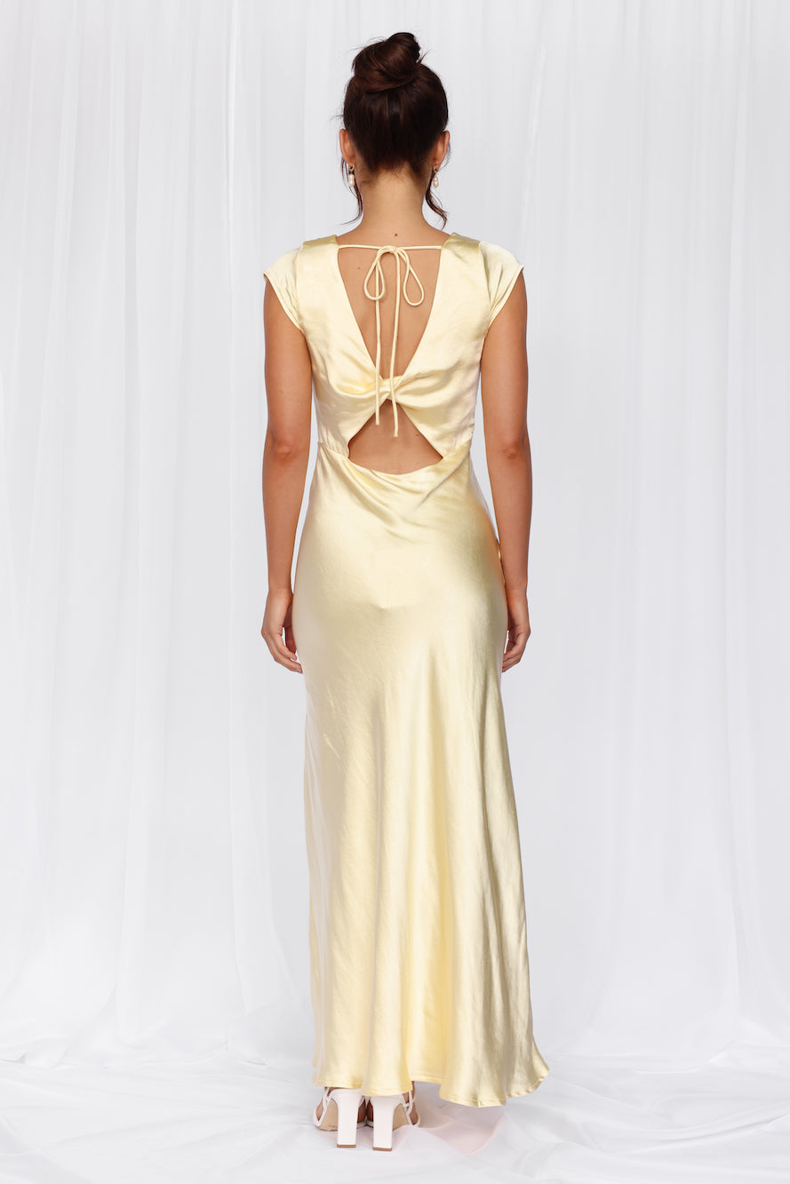 Valentina™ |  Cap Sleeve Satin Maxi Dress Yellow