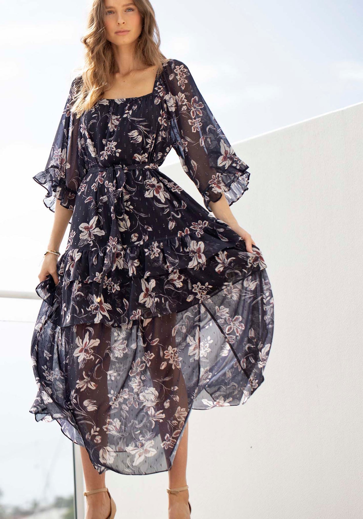 Zilu | Floral Maxi Dress with Sleeves