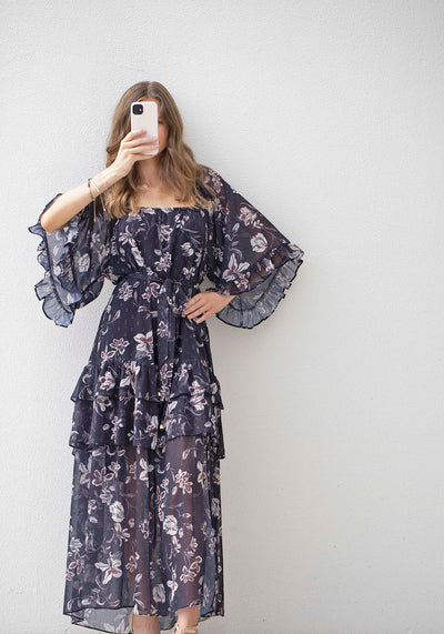 Zilu | Floral Maxi Dress with Sleeves