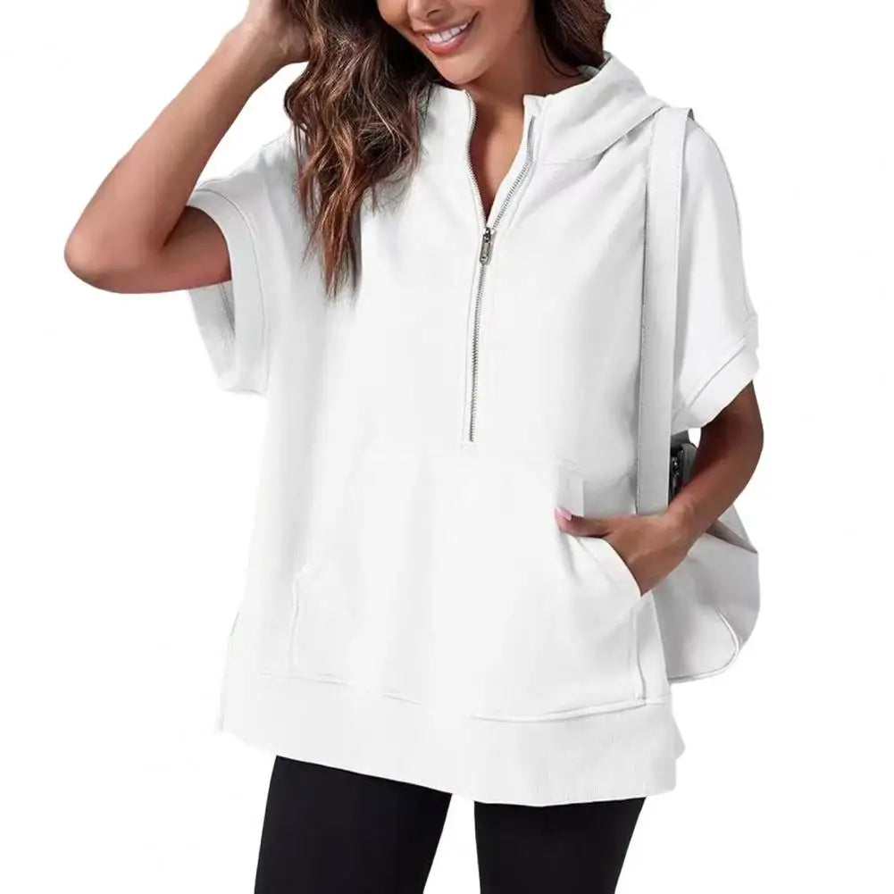 Oprina - Half zip Short Sleeved Hooded Top