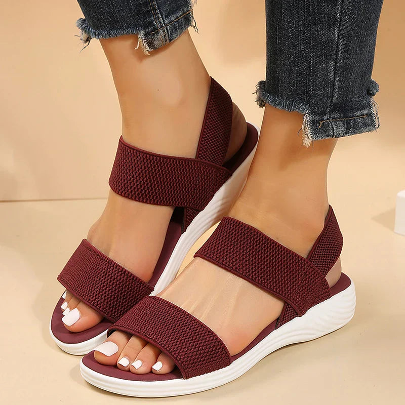 Raylynn™ Elastic Fabric Knit Strap Wedge Sandals