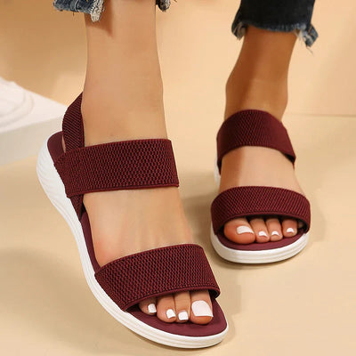 Raylynn™ Elastic Fabric Knit Strap Wedge Sandals