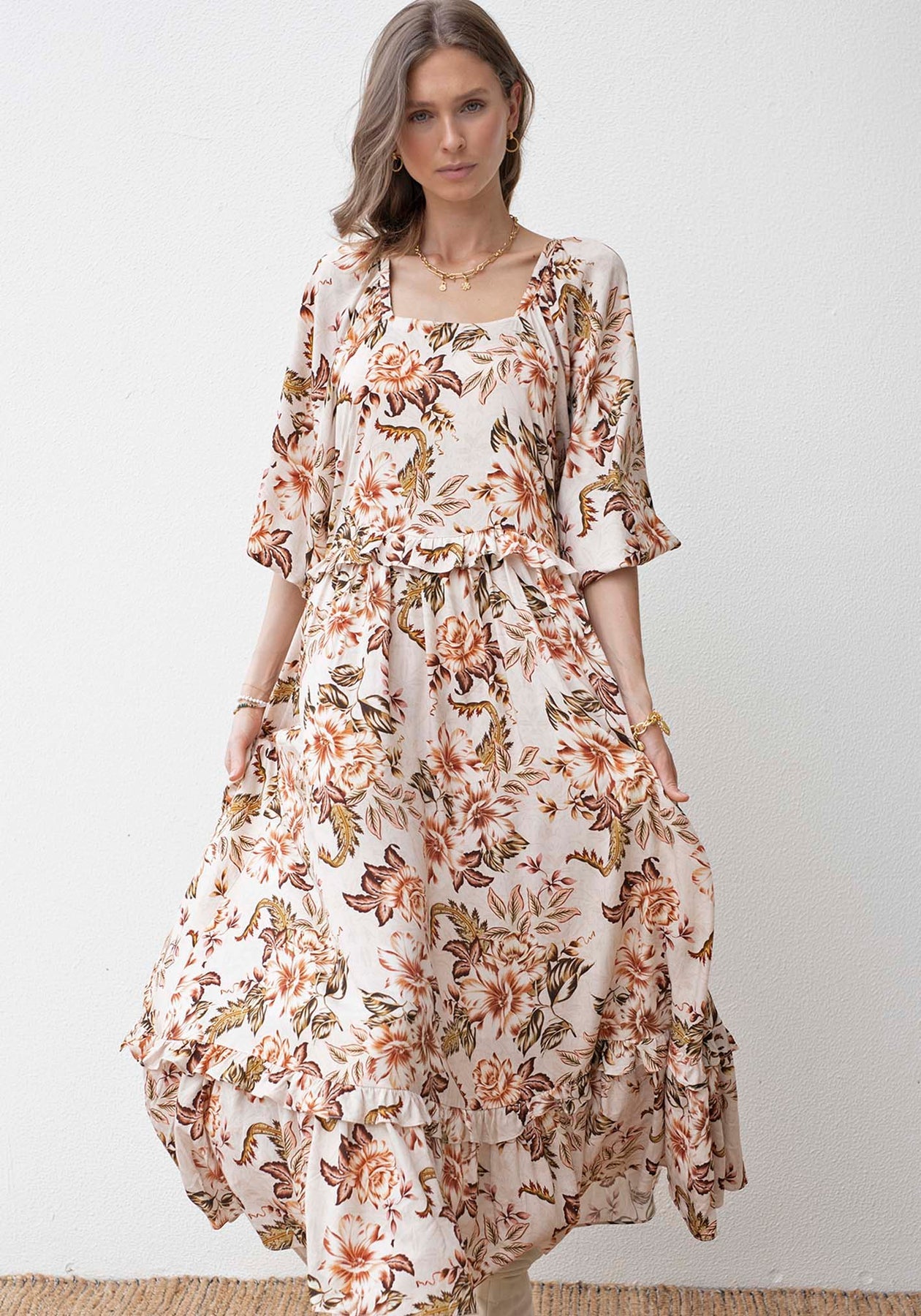 Zoey | Blooms Maxi Dress with Sleeve