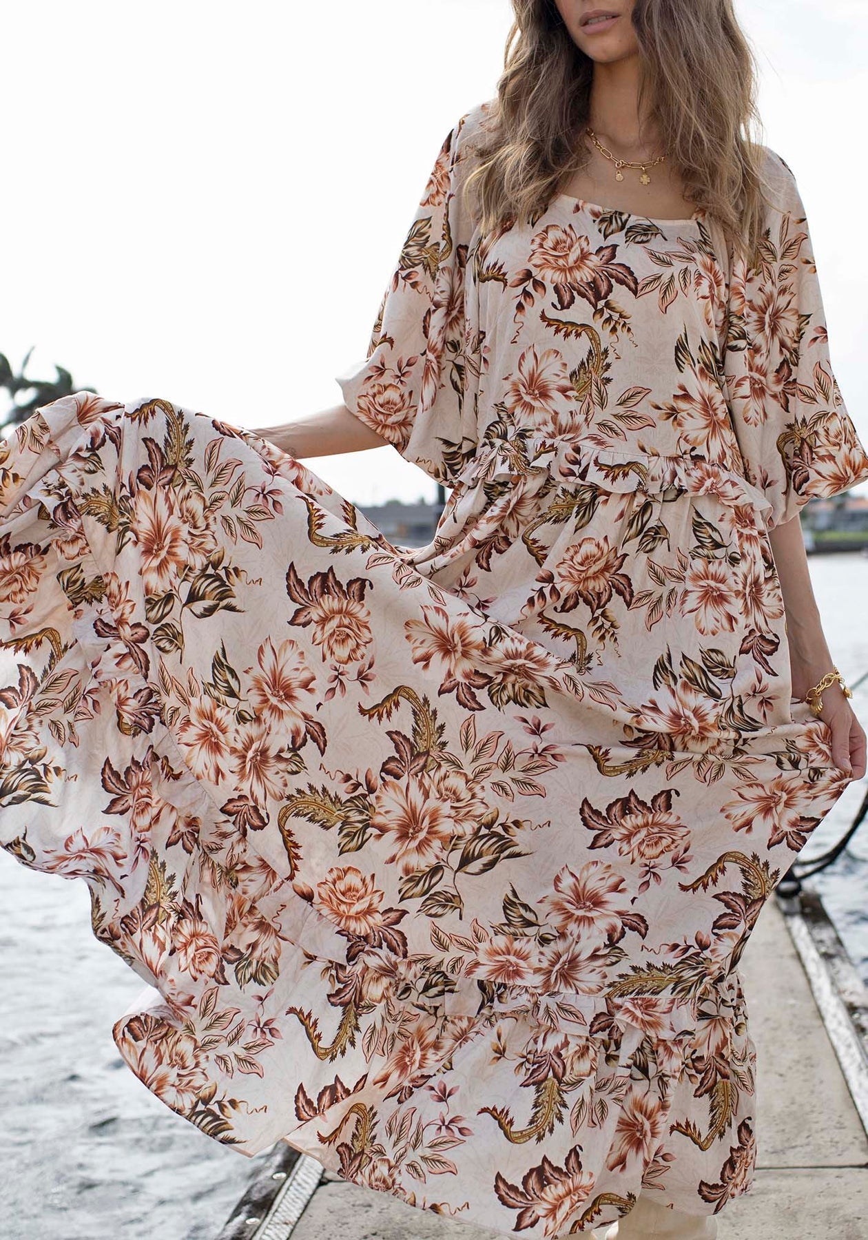 Zoey | Blooms Maxi Dress with Sleeve