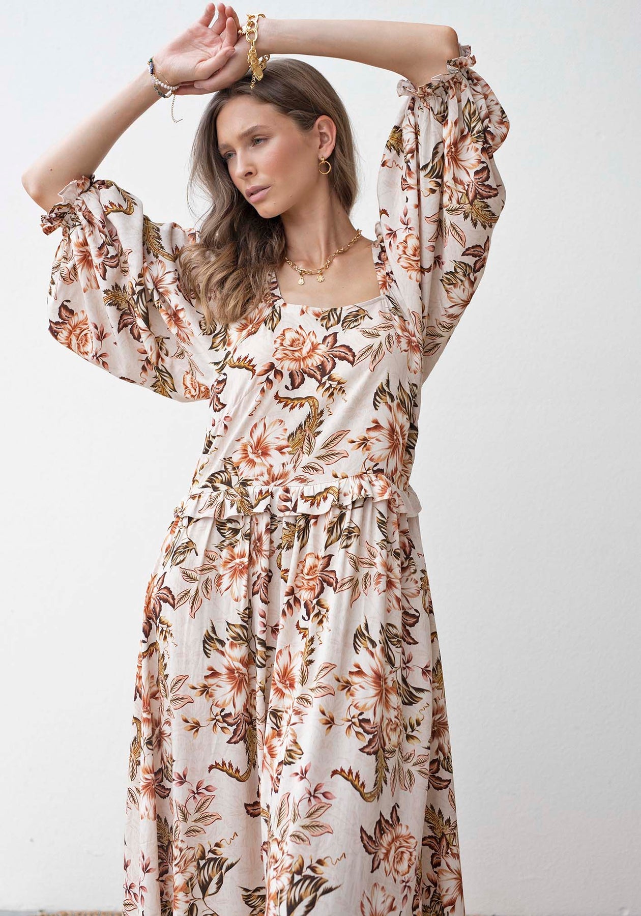 Zoey | Blooms Maxi Dress with Sleeve