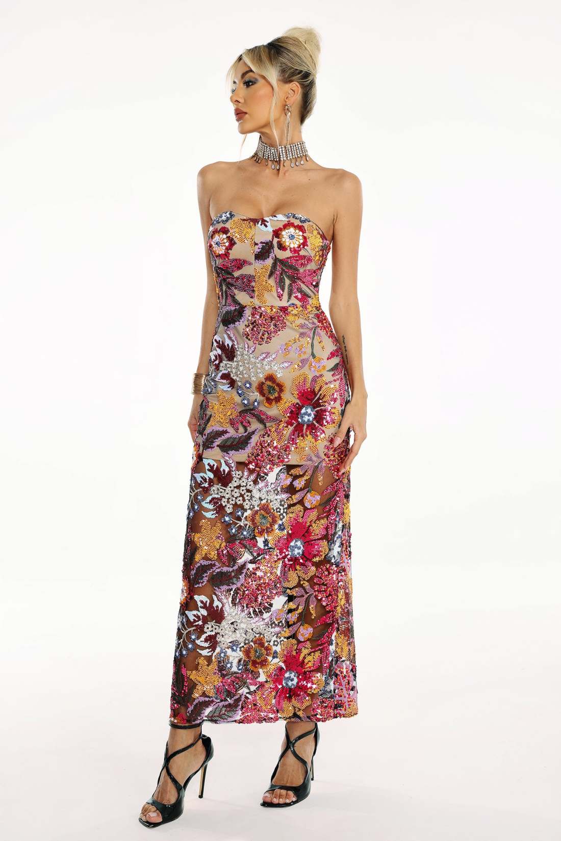 Satu Floral Glitter Maxi Dress