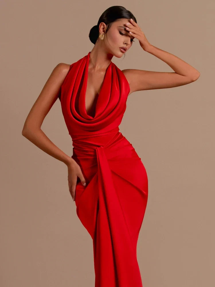 Scarlet™ | Draped Halter Maxi Dress