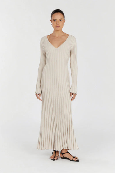 Ashley - Long Sleeve V-Neck Midi Dress