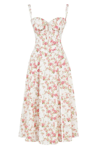 Lili | Floral Bustier Midriff Cinching Dress