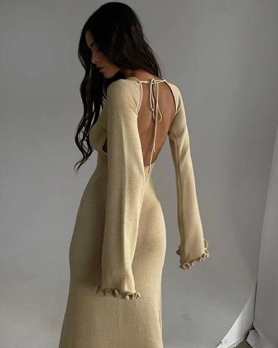 Cryptographic | Flare Sleeve Knitted Maxi Dress