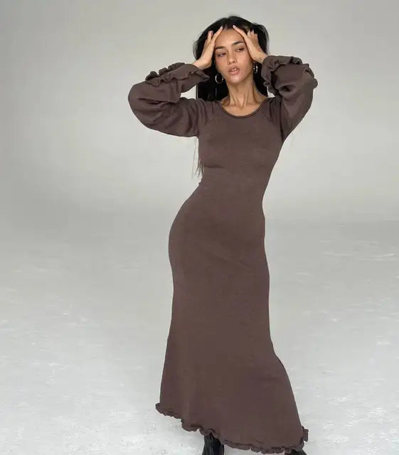 Cryptographic | Flare Sleeve Knitted Maxi Dress