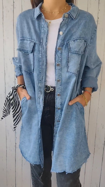 Madelyn - Comfortable Denim Long Coat