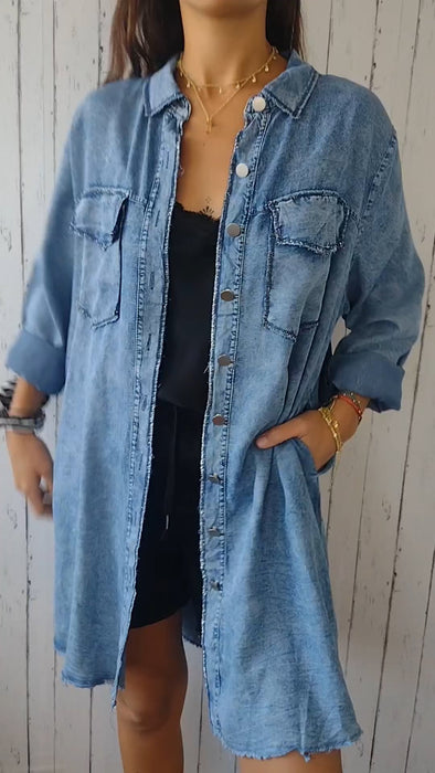 Madelyn - Comfortable Denim Long Coat