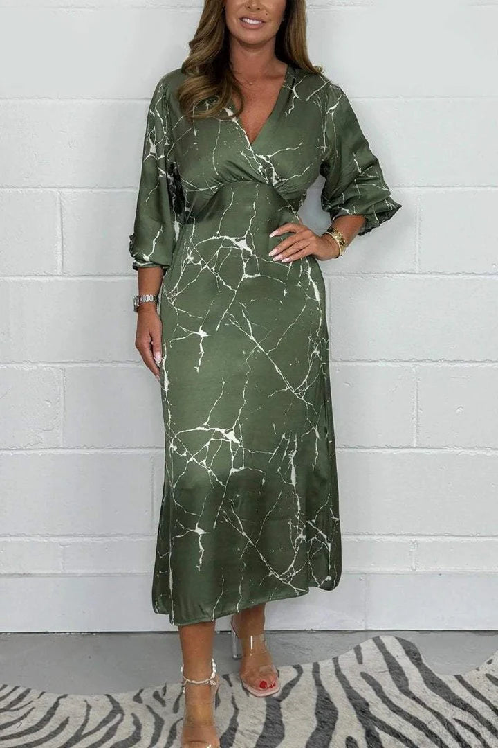 Naomi - V Neck Long Sleeve Midi Dress