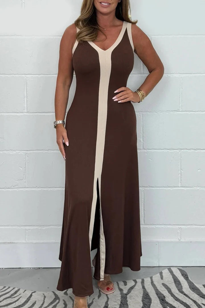 Lainey - Panelled Front Split Maxi Dress