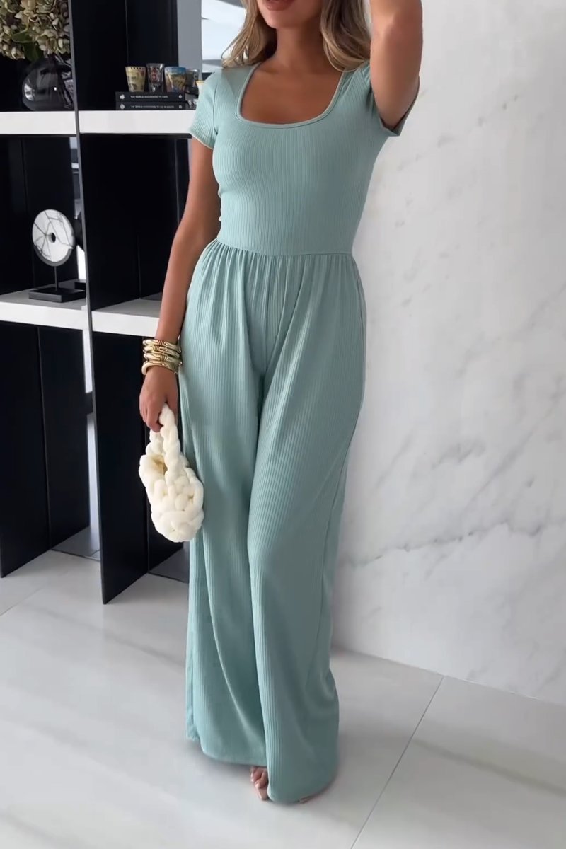 Fiona™ | Teal Ribbed Jumpsuit