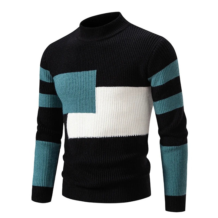 Carlo - Knitted men's sweater with stand-up collar