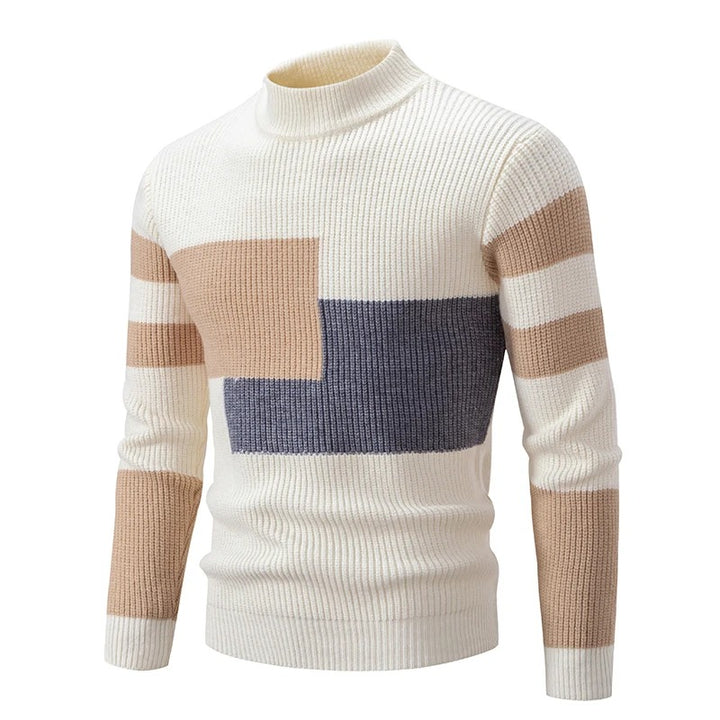 Carlo - Knitted men's sweater with stand-up collar