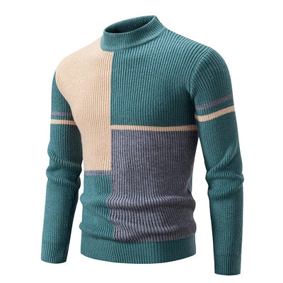 Carlo - Knitted men's sweater with stand-up collar