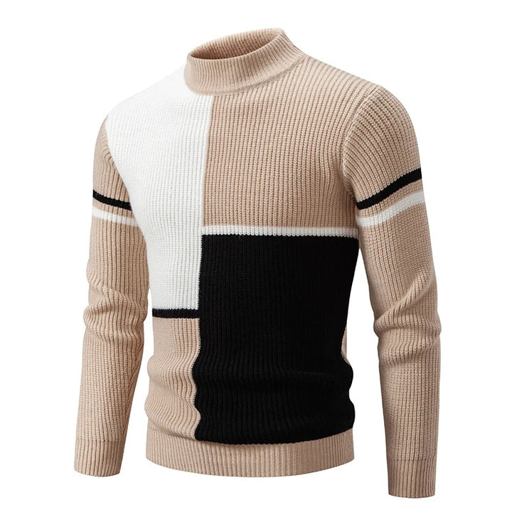 Carlo - Knitted men's sweater with stand-up collar