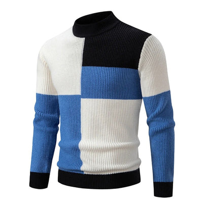 Carlo - Knitted men's sweater with stand-up collar