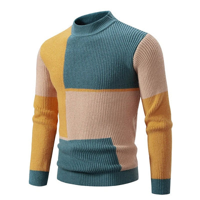 Carlo - Knitted men's sweater with stand-up collar