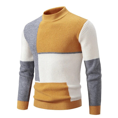 Carlo - Knitted men's sweater with stand-up collar