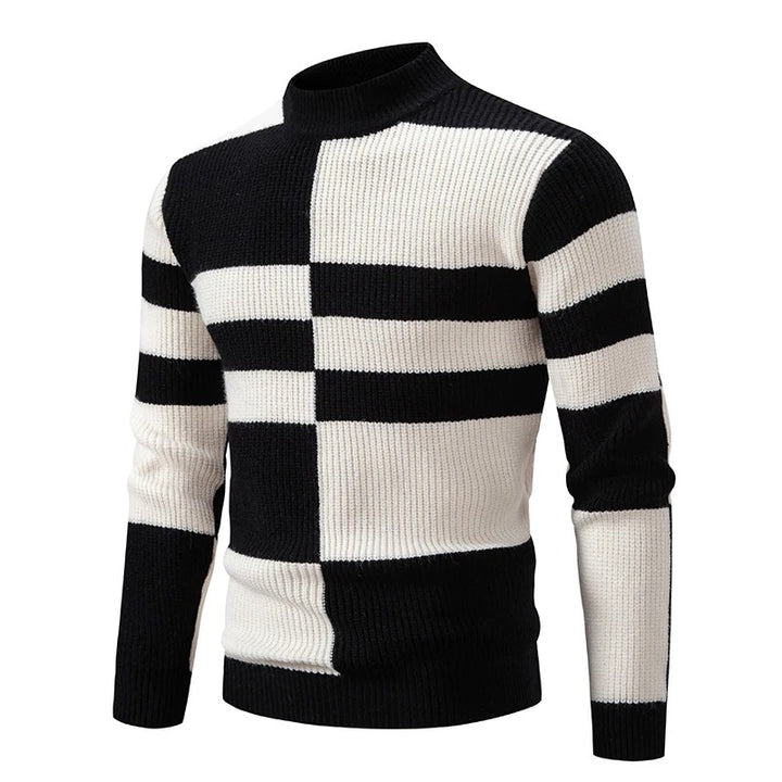 Carlo - Knitted men's sweater with stand-up collar